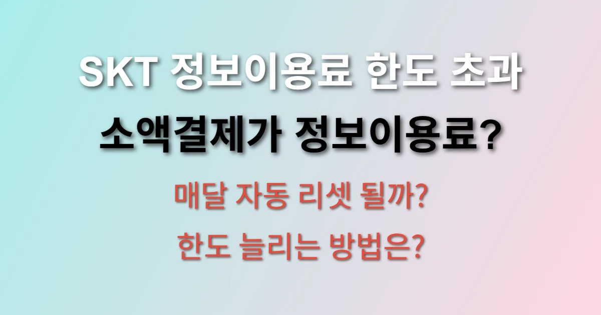 SKT 정보이용료 한도 초과됐을 때 해결 방법 (+ 한도 조정 신청법)