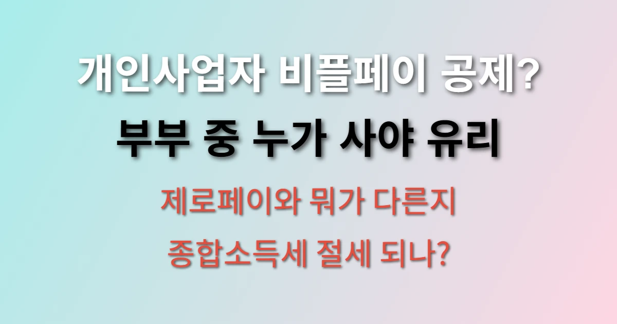 개인사업자 비플페이 소득공제 적용될까? (+ 제로페이와 차이점, 종합소득세 절세 효과)