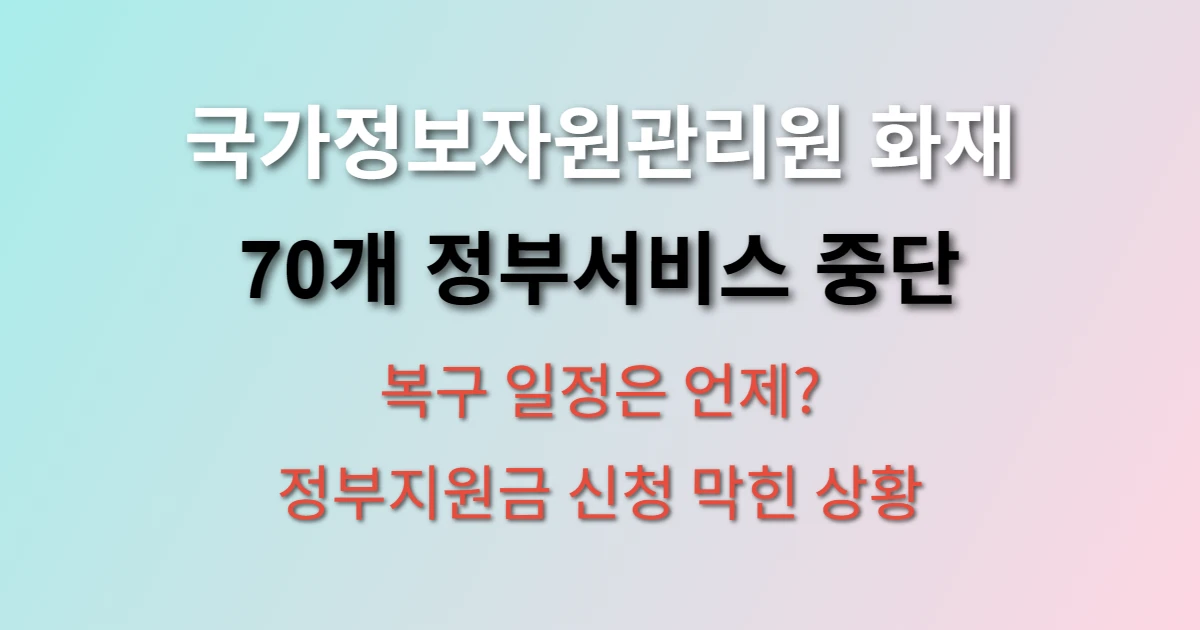 국가정보자원관리원 화재 복구 언제될까? (+ 정부지원금 신청 대안, 서비스 재개 일정)
