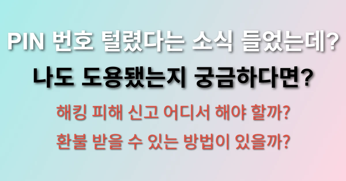 비플페이 해킹으로 PIN 번호 털렸다는데 어떻게 해야 할까 (+신고, 환불)