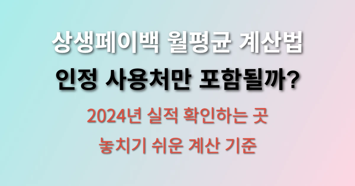 상생페이백 2024년 월평균 금액 계산법 (+ 인정 사용처 vs 전체 사용처)