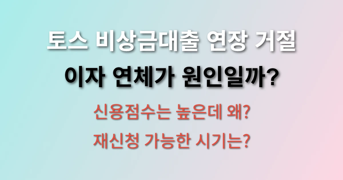 토스 비상금대출 연장 심사 불가능 뜰 때 해결방법 (+ 연체 후 재신청 시기, 신용점수 영향)